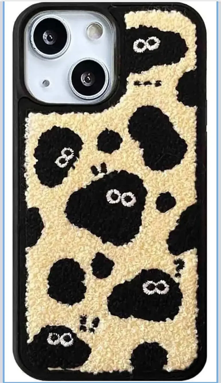 Cartoon Briquettes Fluffy Phone Case Compatible with iPhone 15,Cute Funny Design